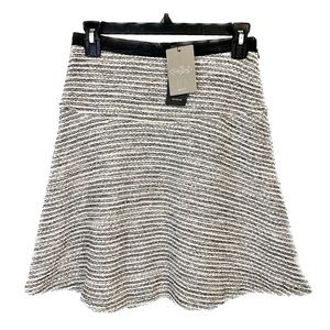 Anthropologie Rue 58 White Gray Metallic Tweed Fit Flare Circle Skater Skirt XS